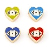 Imagen de Latón día de San Valentín Cuentas Oro Real Chapado Multicolor Corazón Mal de ojo Esmalte Aprox 11mm x 11mm, Agujero: acerca de 1.5x1.2mm, 2 Unidades