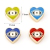 Imagen de Latón día de San Valentín Cuentas Oro Real Chapado Multicolor Corazón Mal de ojo Esmalte Aprox 11mm x 11mm, Agujero: acerca de 1.5x1.2mm, 2 Unidades