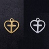 Picture of Stainless Steel Valentine's Day Charms Multicolor Heart Cross Hollow 12mm Dia.