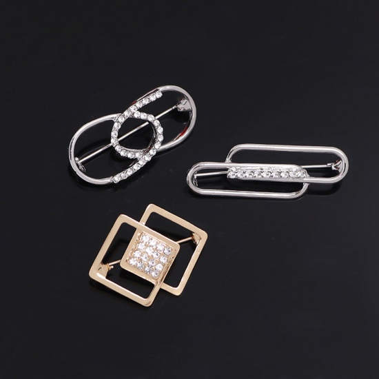 Picture of Exquisite Pin Brooches Multicolor Clear Rhinestone