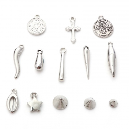 Acrylic Charms Rivet Silver Color Shell 30 PCs