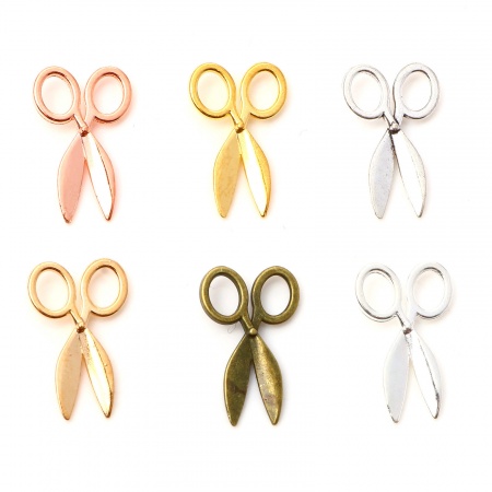 Zinc Based Alloy Charms Multicolor Scissor 16mm x 10mm