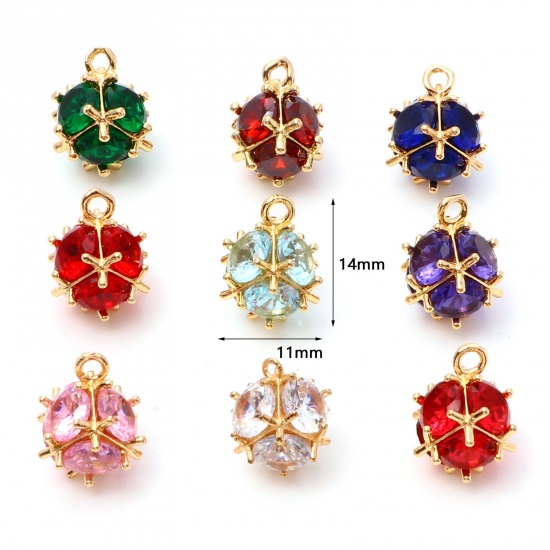 Immagine di Ottone Charms Oro Placcato Cubo Multicolore Cubic Zirconiae 1 Pz
