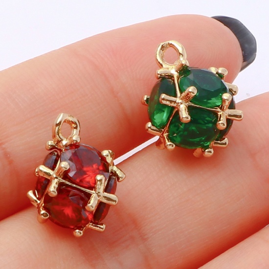 Immagine di Ottone Charms Oro Placcato Cubo Multicolore Cubic Zirconiae 1 Pz