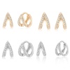 Immagine di 2 Pz Ecologico Elegante Squisito Vero Oro Placcato Ottone & Strass Orecchini Circolari Per Donne Regalo