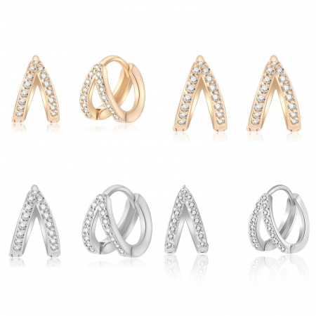 2 Pz Ecologico Elegante Squisito Vero Oro Placcato Ottone & Strass Orecchini Circolari Per Donne Regalo 2 Pz Ecologico Elegante Squisito Vero Oro Placcato Ottone & Strass Orecchini Circolari Per Donne Regalo