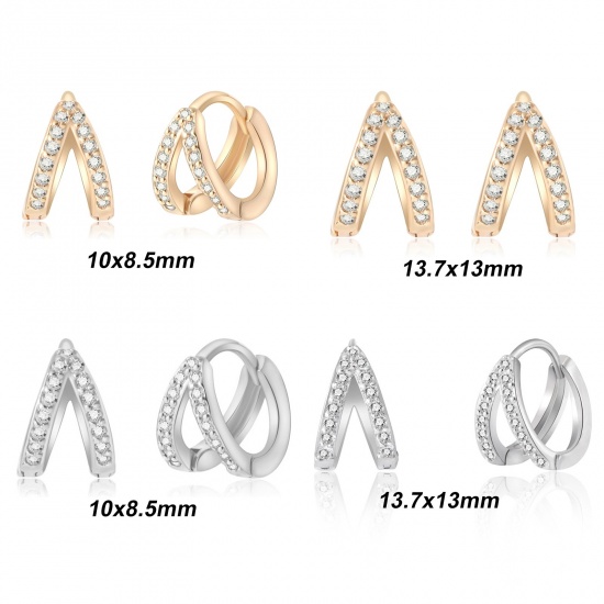 Imagen de 2 Unidades Respetuoso del Medio Ambiente Elegante Exquisito Oro Real Chapado Latón & Brillantito Pendientes de Aro Para Mujeres Regalo