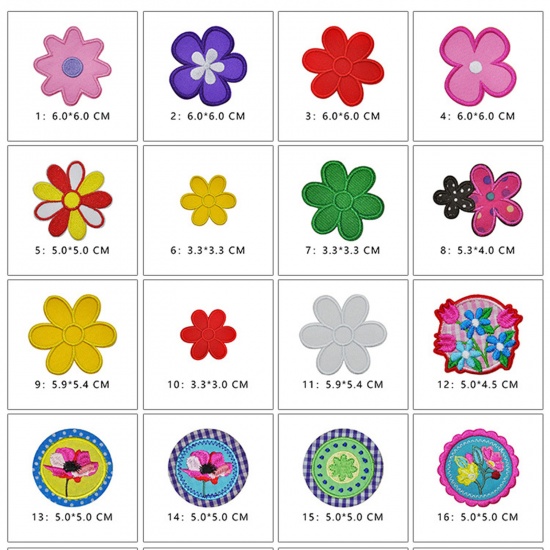 Picture of Polyester Iron On Patches Appliques (With Glue Back) DIY Sewing Craft Clothing Decoration Multicolor Flower Embroidered