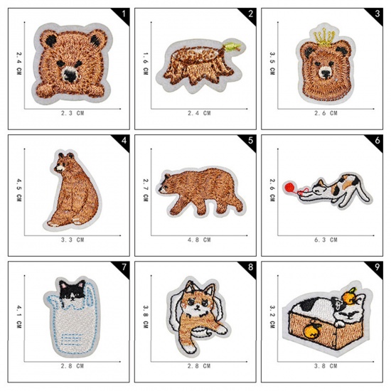 Picture of Polyester Self-adhesive Patches Appliques Multicolor Cat Animal Bear Embroidered