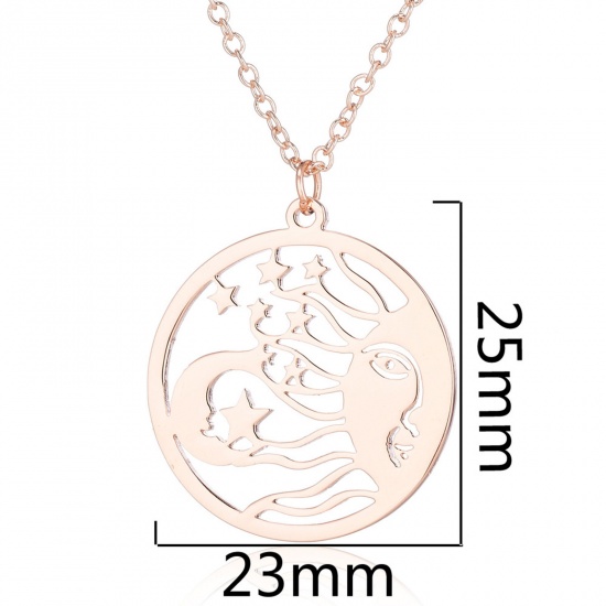 Picture of Titanium Steel Galaxy Necklace Multicolor Round Sun And Moon Face Hollow 45cm(17 6/8") long