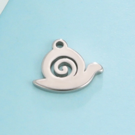 Immagine di Acciaio Inossidabile Charms Chiocciola Multicolore Filigrana 11.1mm x 9.5mm, 10 Pz