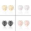 Image de Boucles d'Oreilles Puces en Acier Inoxydable Élégant Multicolore Feuille de Monstère 10mm x 9mm , Epaisseur de Fil: (18 gauge), 4 Paires
