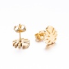 Image de Boucles d'Oreilles Puces en Acier Inoxydable Élégant Multicolore Feuille de Monstère 10mm x 9mm , Epaisseur de Fil: (18 gauge), 4 Paires