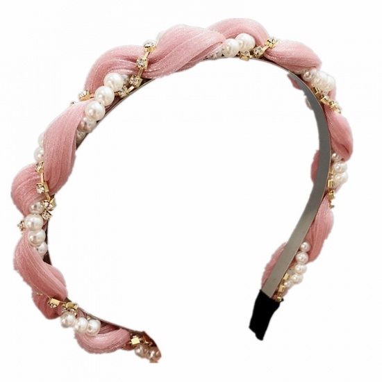 Imagen de Acrílico Elegante Cinta de pelo Multicolor Trenzado Imitación de perla 15cm Dia., 1 Unidad