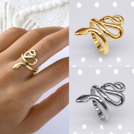 Stainless Steel Punk Open Adjustable Rings Multicolor Snake Animal