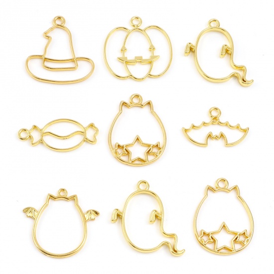 Picture of Zinc Based Alloy Halloween Open Back Bezel Pendants For Resin Gold Plated Hollow