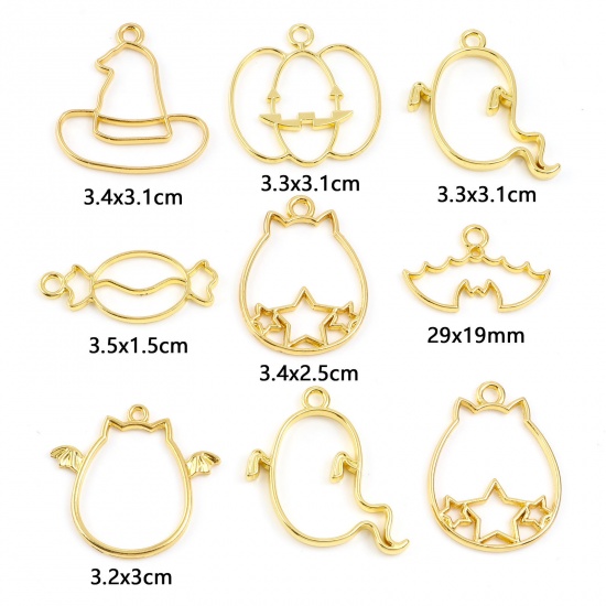 Picture of Zinc Based Alloy Halloween Open Back Bezel Pendants For Resin Gold Plated Hollow