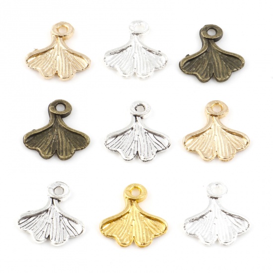 Picture of Zinc Based Alloy Charms Multicolor Gingko Leaf 13mm x 13mm