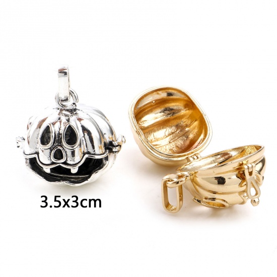 Picture of Copper Pendants Mexican Angel Caller Bola Harmony Ball Wish Box Locket Halloween Pumpkin Multicolor Can Open (Fits 18mm Beads) 3.5cm x 3cm