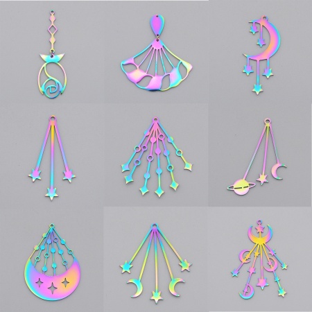 Stainless Steel Galaxy Pendants Multicolor Half Moon Star 1 Piece