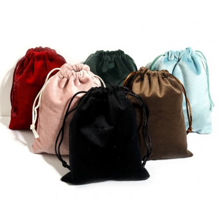 Bolsa Cordón Pana de Rectángulo , Multicolor 13.5x12cm 15cm x 12cm, 5 Unidades