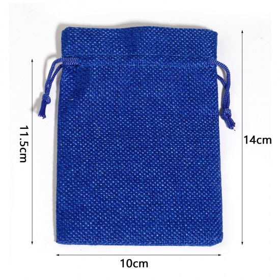 Picture of Polyester Imitation Linen Drawstring Bags For Gift Jewelry Rectangle Multicolor (Usable Space: Approx 11.5x10cm) 14cm x 10cm