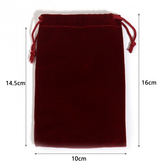 ベルベット 巾着袋 ドローストリングバッグ ギフト用ラッピング 巾着バッグ お誕生日 お祝い プレゼント 長方形 多色 （使用可能なスペース:約 14.5x10cm) 16cm x 10cm、 5 個 の画像