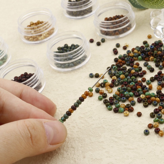 Picture of Glass Seed Beads Round Rocailles Multicolor Imitation Stone 3mm x 2mm
