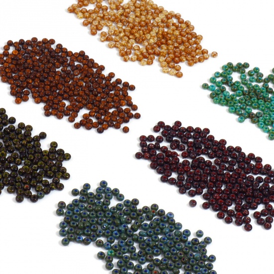 Picture of Glass Seed Beads Round Rocailles Multicolor Imitation Stone 3mm x 2mm