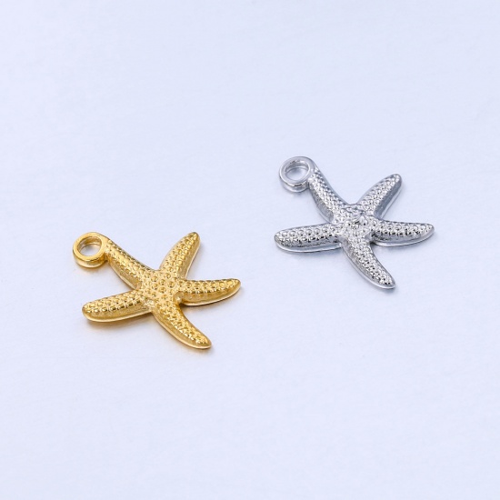 ステンレス鋼 海ジュエリー チャーム ヒトデ 多色 18mm x 14mm、 1 個 の画像
