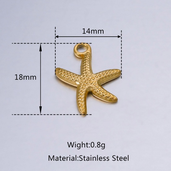 ステンレス鋼 海ジュエリー チャーム ヒトデ 多色 18mm x 14mm、 1 個 の画像