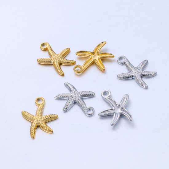 ステンレス鋼 海ジュエリー チャーム ヒトデ 多色 18mm x 14mm、 1 個 の画像