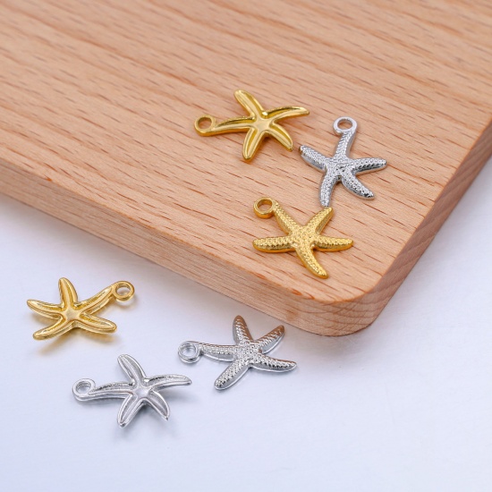 ステンレス鋼 海ジュエリー チャーム ヒトデ 多色 18mm x 14mm、 1 個 の画像