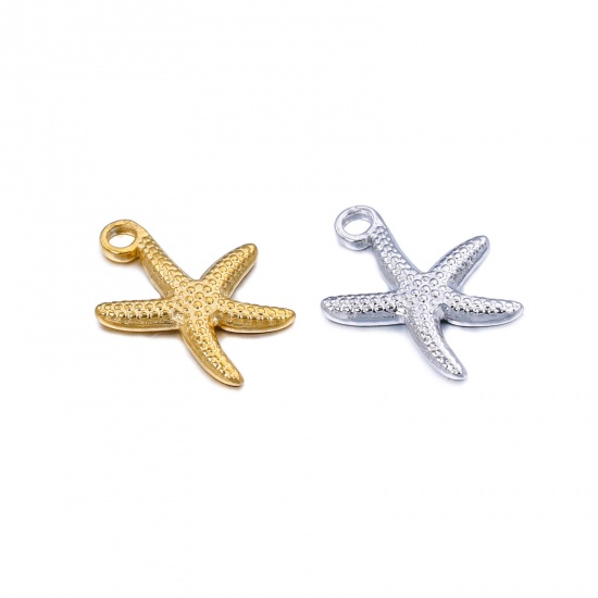 ステンレス鋼 海ジュエリー チャーム ヒトデ 多色 18mm x 14mm、 1 個 の画像
