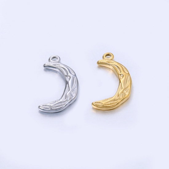 Imagen de Acero Inoxidable Galaxia Colgantes Charms Luna Media Multicolor 21mm x 12mm, 1 Unidad
