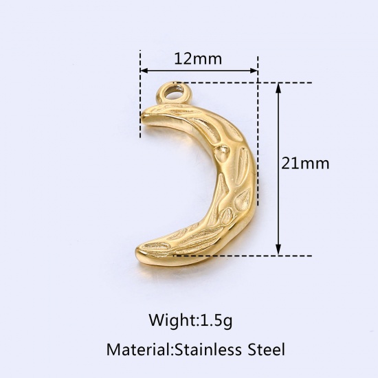Imagen de Acero Inoxidable Galaxia Colgantes Charms Luna Media Multicolor 21mm x 12mm, 1 Unidad