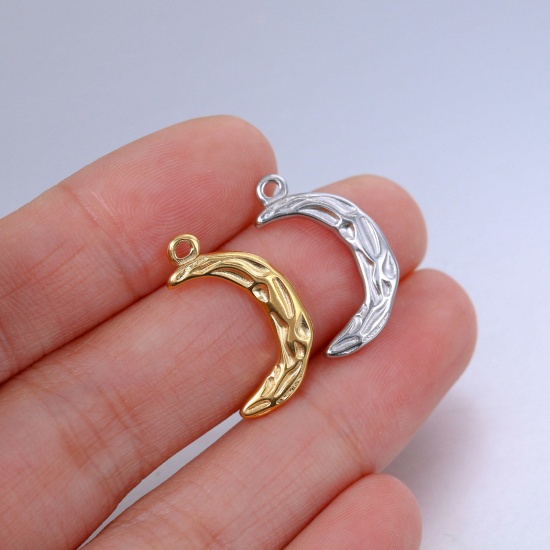 Imagen de Acero Inoxidable Galaxia Colgantes Charms Luna Media Multicolor 21mm x 12mm, 1 Unidad