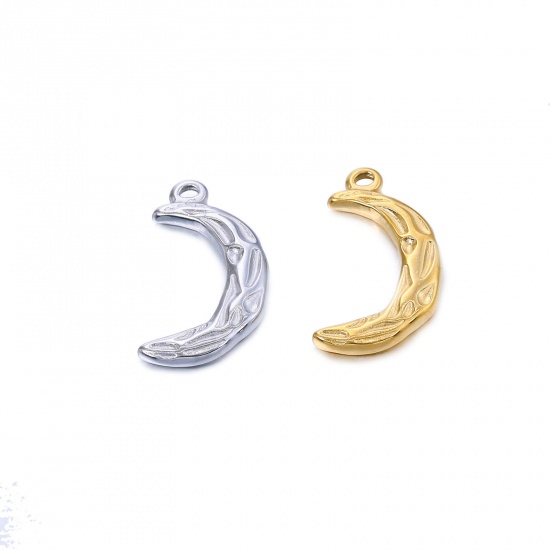 Imagen de Acero Inoxidable Galaxia Colgantes Charms Luna Media Multicolor 21mm x 12mm, 1 Unidad