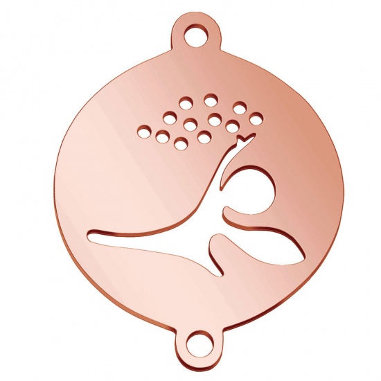 Immagine di 304 Acciaio Inossidabile Connettore Tondo Multicolore Fata Filigrana 21mm x 17mm, 2 Pz