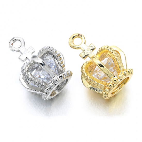 Picture of Brass 3D Charms Multicolor Crown Clear Rhinestone 16mm x 11mm