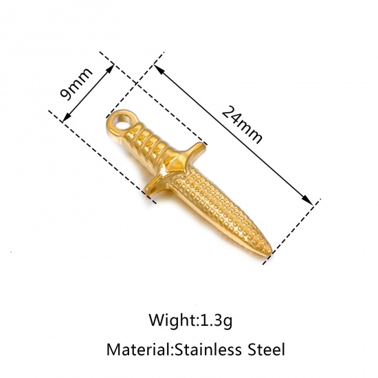 Bild von Edelstahl Charms Schwert Bunt 24mm x 9mm, 1 Stück