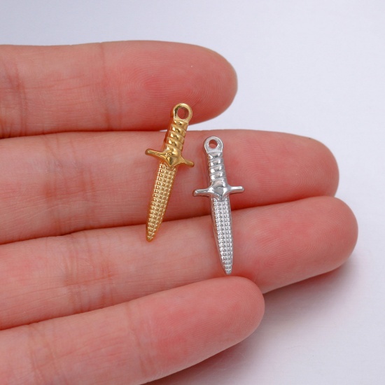 Bild von Edelstahl Charms Schwert Bunt 24mm x 9mm, 1 Stück