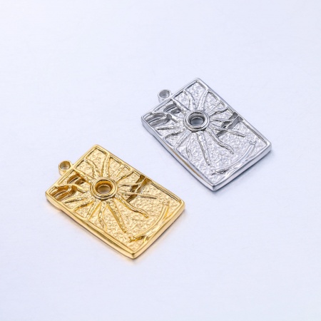 Stainless Steel Galaxy Pendants Multicolor Rectangle Sun 30mm x 18.5mm