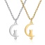 Picture of Stainless Steel Link Cable Chain Necklace Multicolor Half Moon Cat 40cm(15 6/8") long