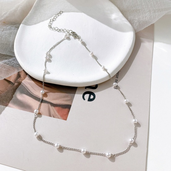 Picture of Stylish Choker Necklace Imitation Pearl 35cm(13 6/8") long