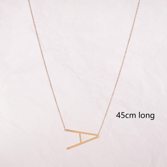 Picture of Eco-friendly Simple & Casual Stylish 18K Gold Plated 316 Stainless Steel Rolo Chain Initial Alphabet/ Capital Letter Message " A-Z " Pendant Necklace For Women Mother's Day 45cm(17 6/8") long