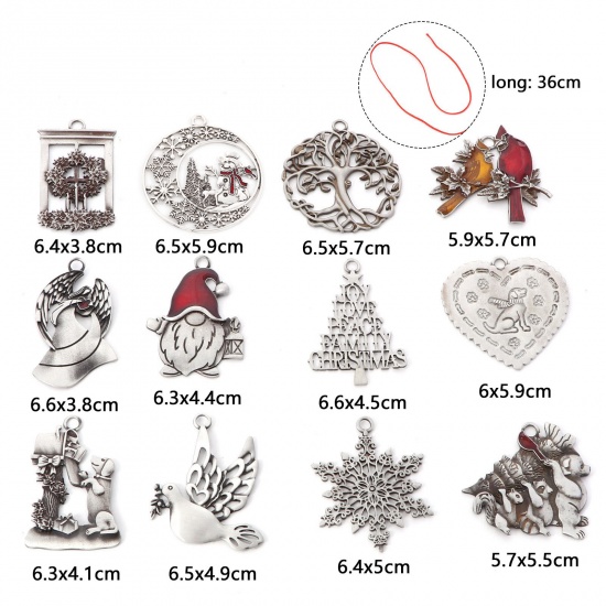 Picture of Zinc Based Alloy Christmas Pendant Home Party Hanging Decoration Antique Pewter