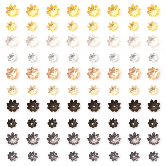 Immagine di Lega di Ferro Coppette Copriperla Fiore Multicolore 100 Pz