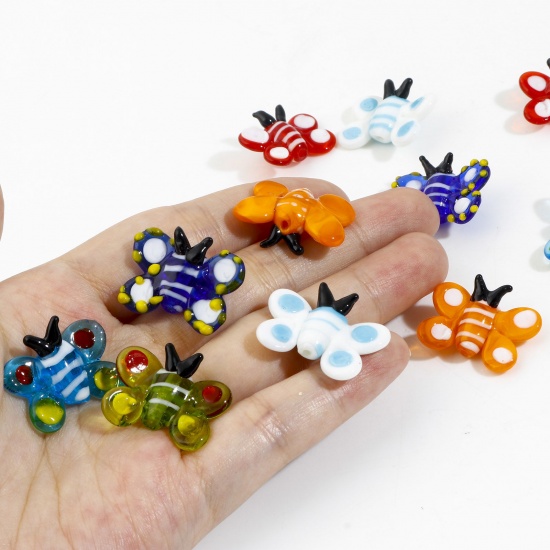 Picture of Lampwork Glass Insect Beads Butterfly Animal Multicolor About 24mm x 19mm