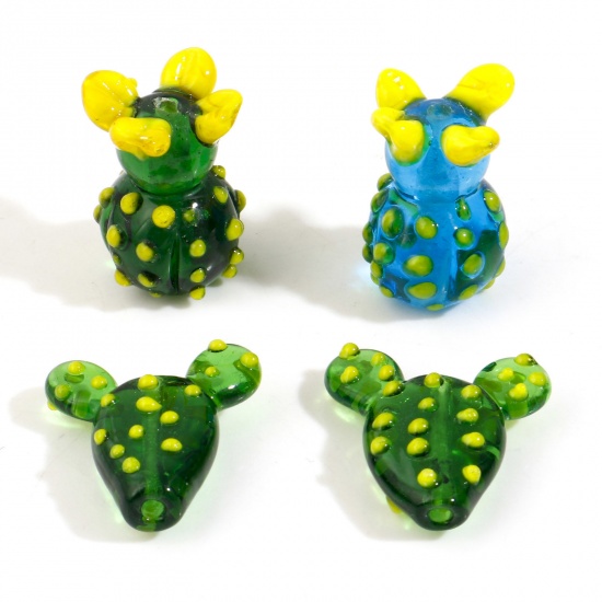 Picture of Lampwork Glass 3D Beads Cactus Multicolor